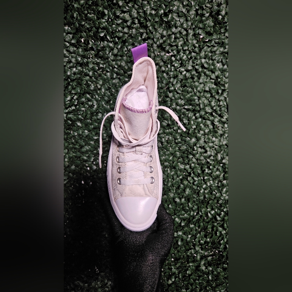Converse Women's High-Top Sneakers - Cream and Purple - Picture 8 of 10